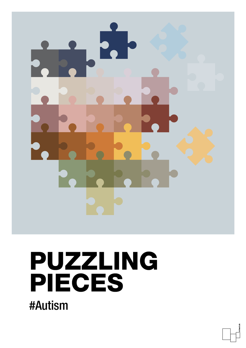 plakat: puzzling pieces - light drizzle-Autisme-A1two3
