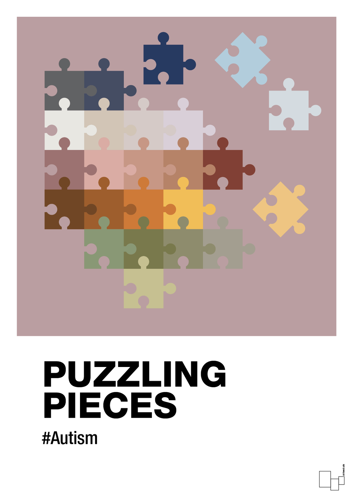 plakat: puzzling pieces - light rose-Autisme-A1two3