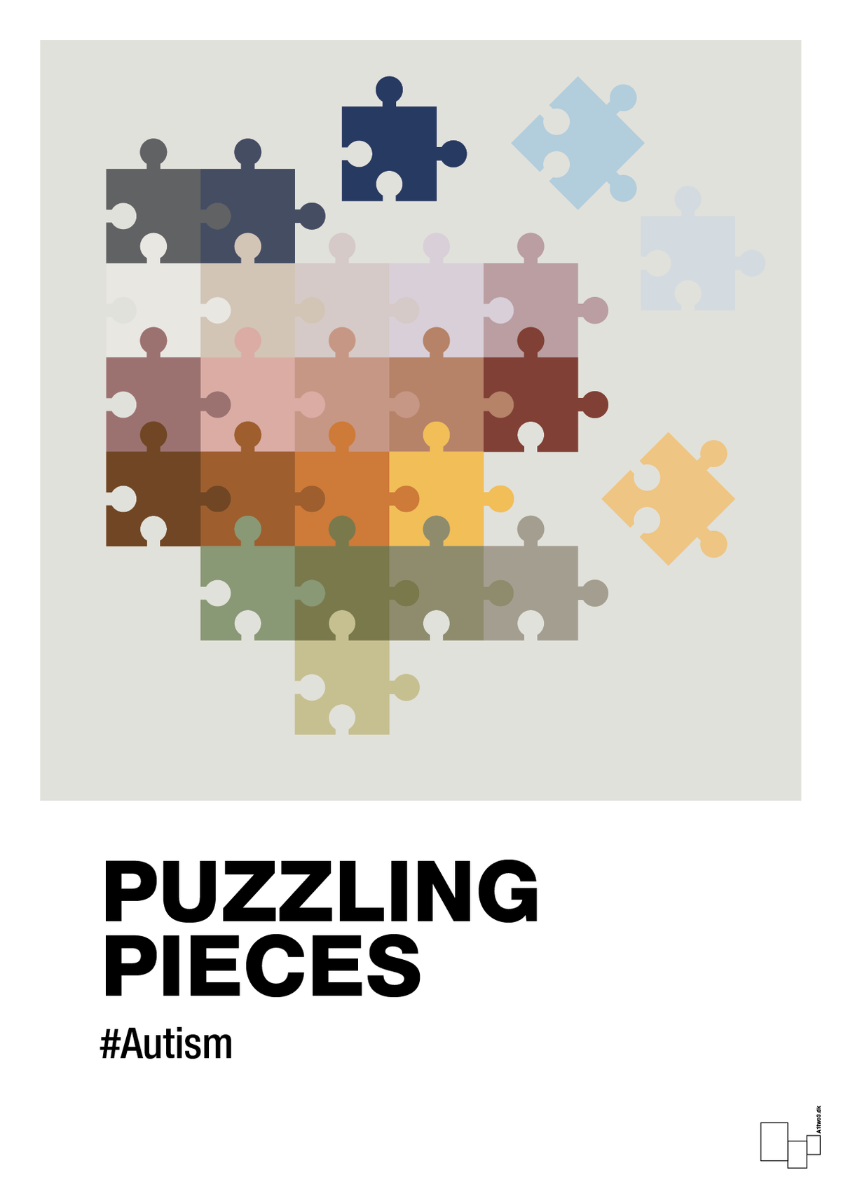 plakat: puzzling pieces - painters white-Autisme-A1two3