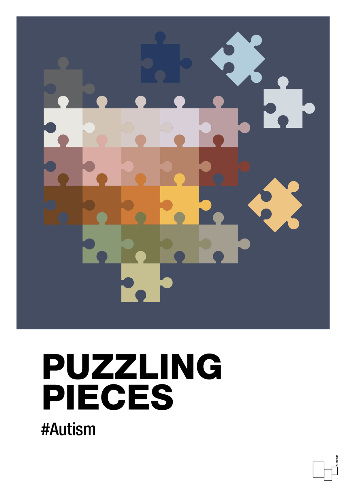 Puzzling pieces - petrol-Autisme-A1two3