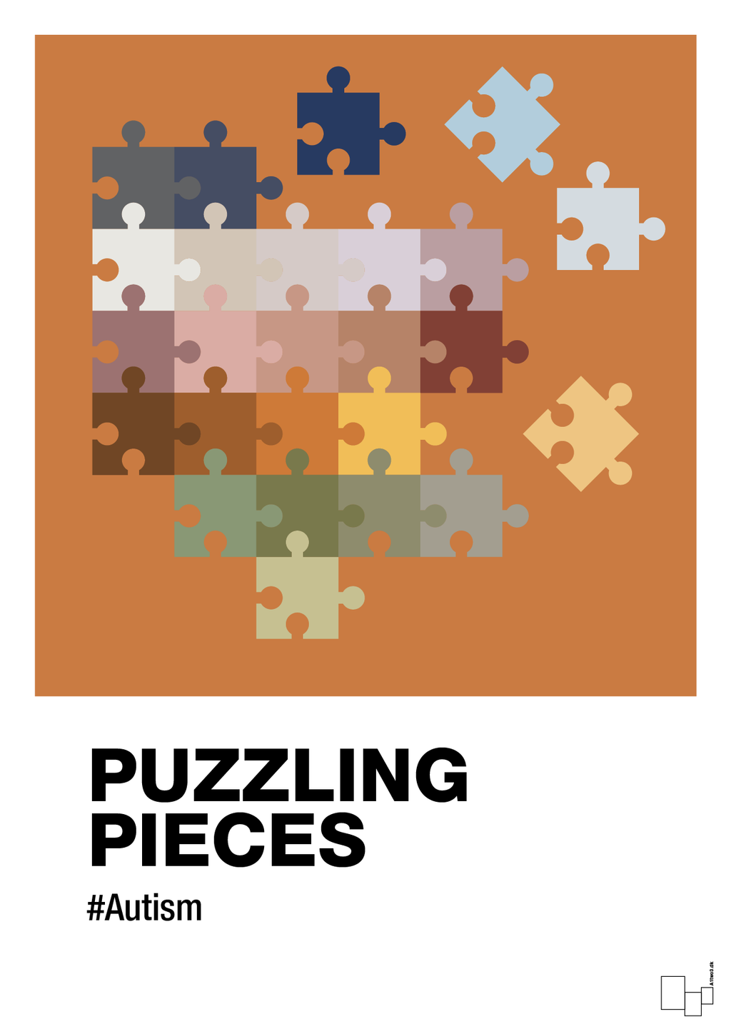 plakat: puzzling pieces - rumba orange-Autisme-A1two3