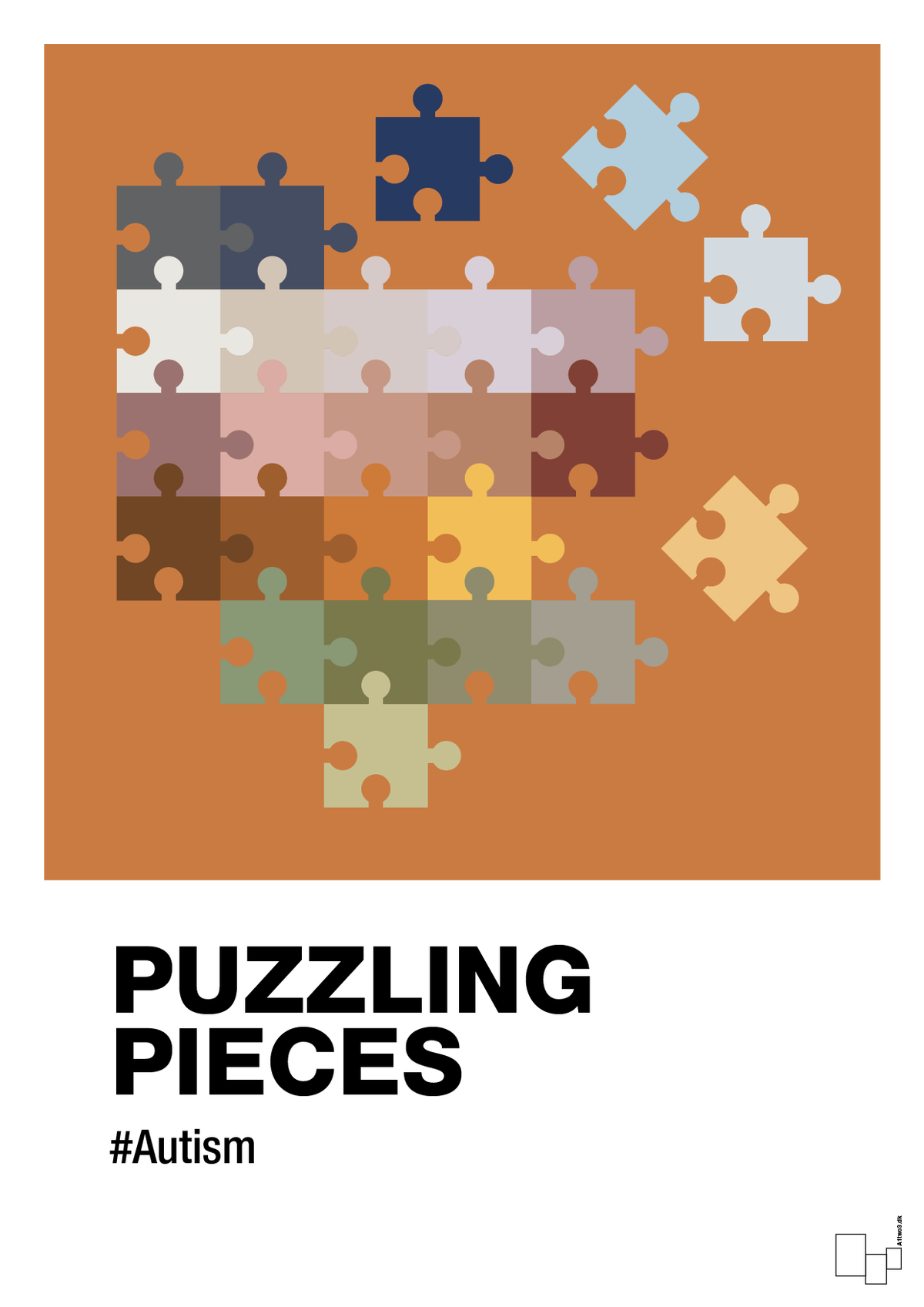 plakat: puzzling pieces - rumba orange-Autisme-A1two3
