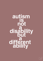 plakat: autism is not a disability but a different ability - plum-Autisme-A1two3