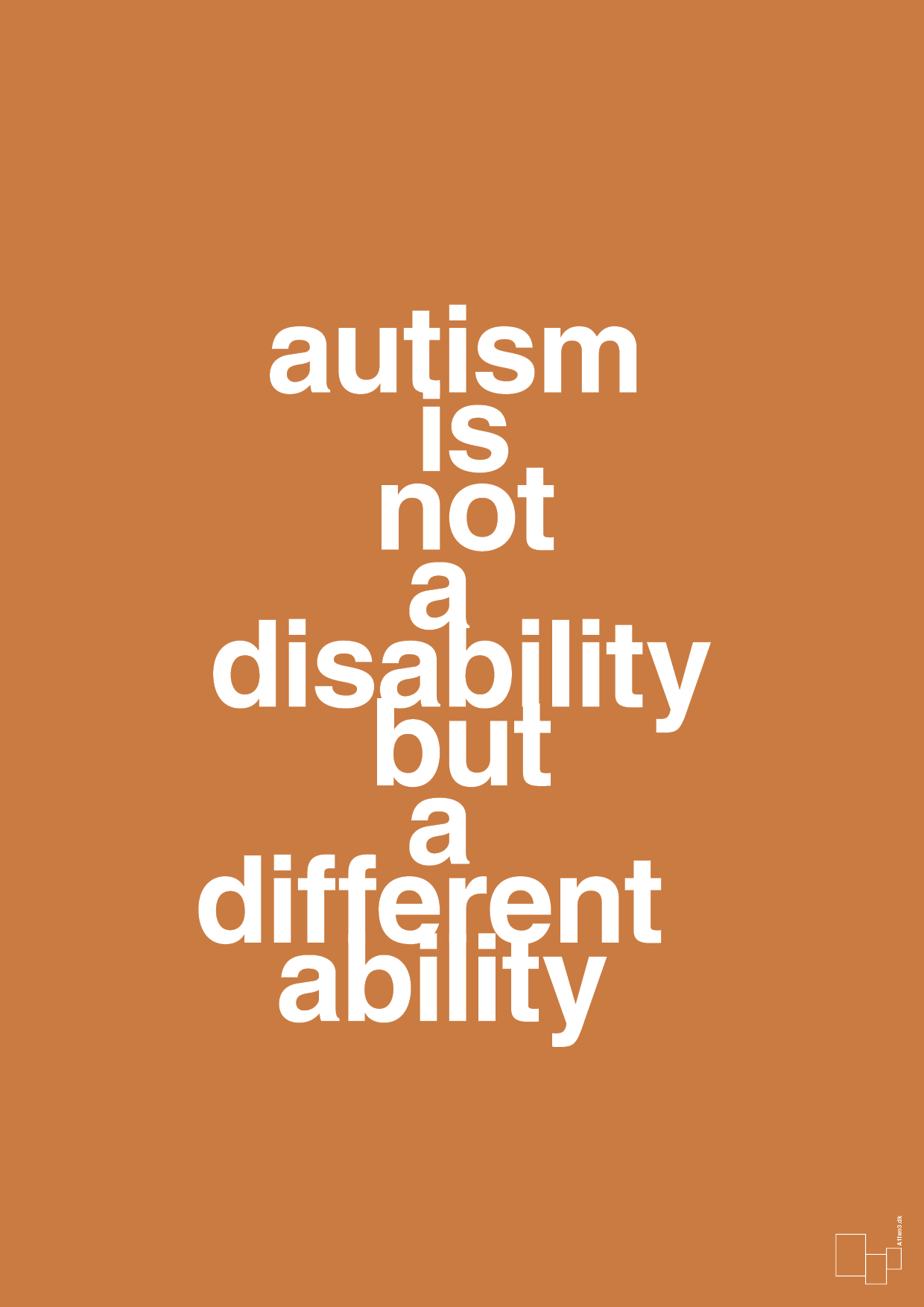 plakat: autism is not a disability but a different ability - rumba orange-Autisme-A1two3