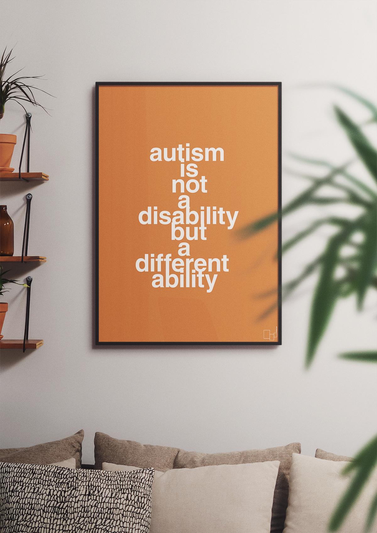 plakat: autism is not a disability but a different ability - dark brown-Autisme-A1two3