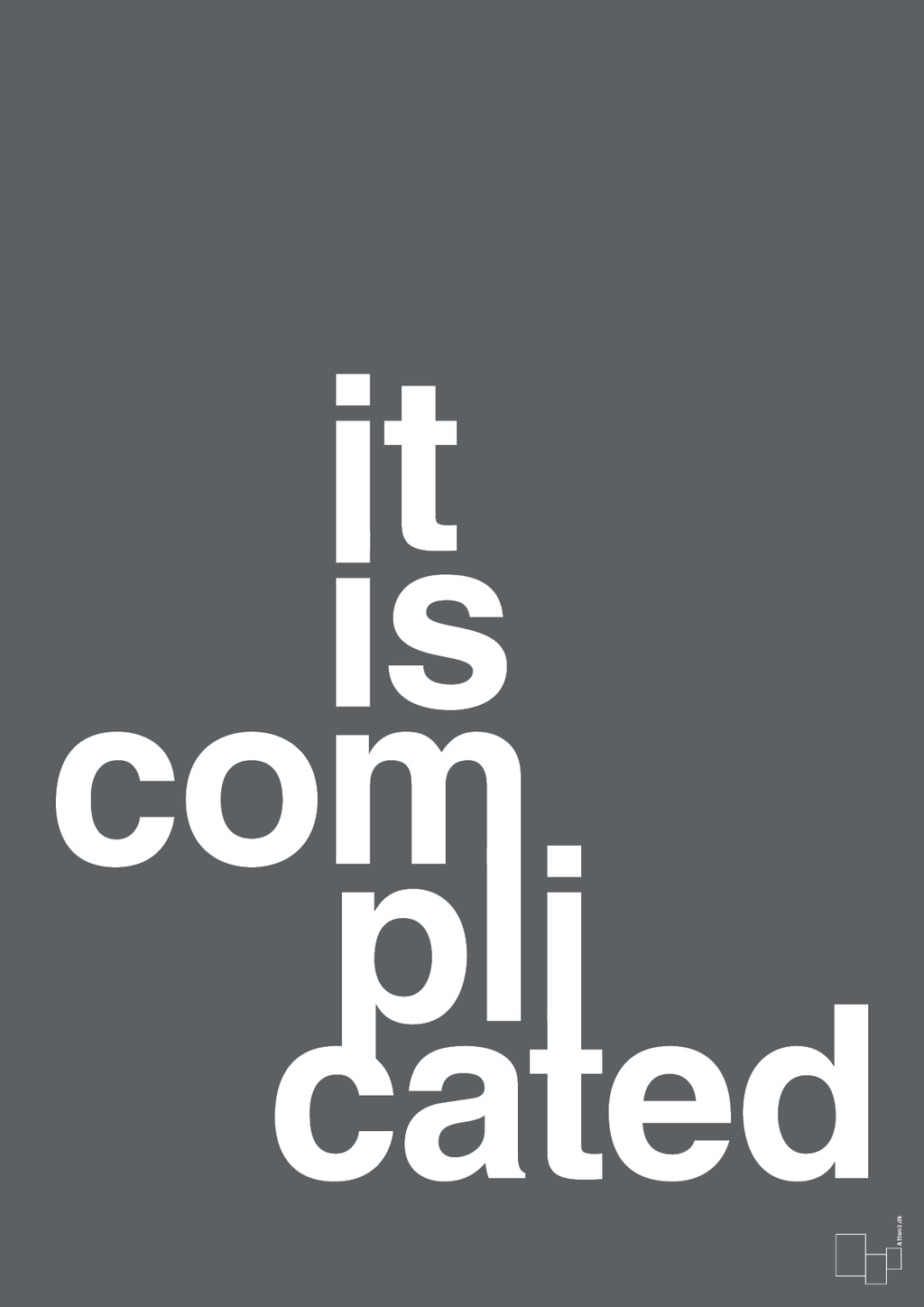 plakat: it is complicated - graphic charcoal-Humor-A1two3