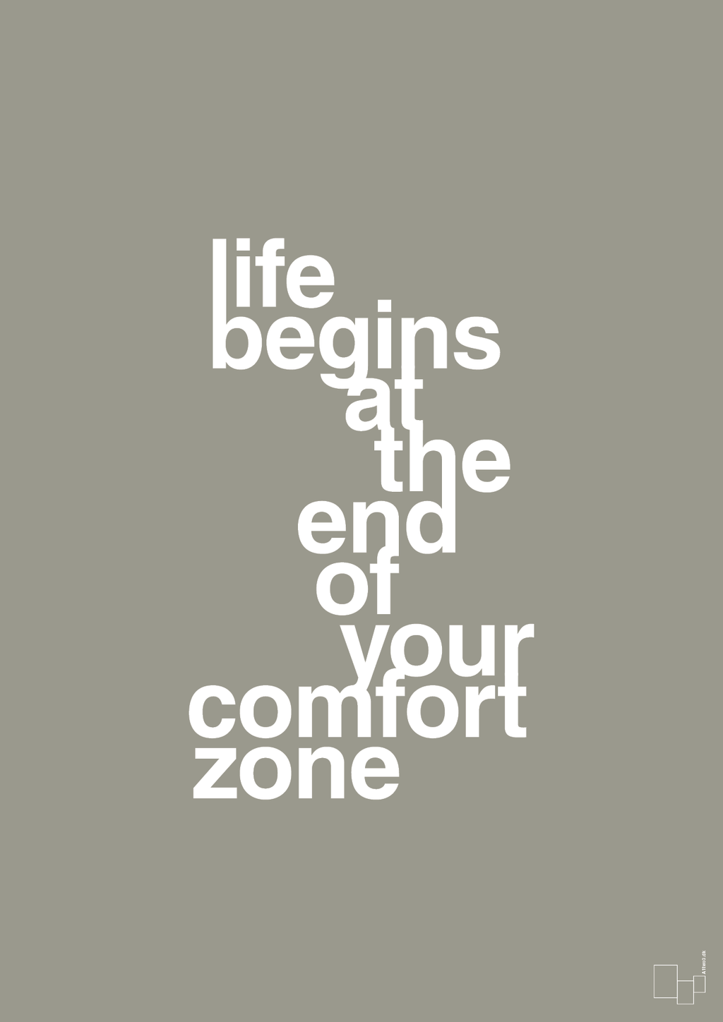plakat: life begins at the end of your comfort zone - battleship gray-Livet-A1two3