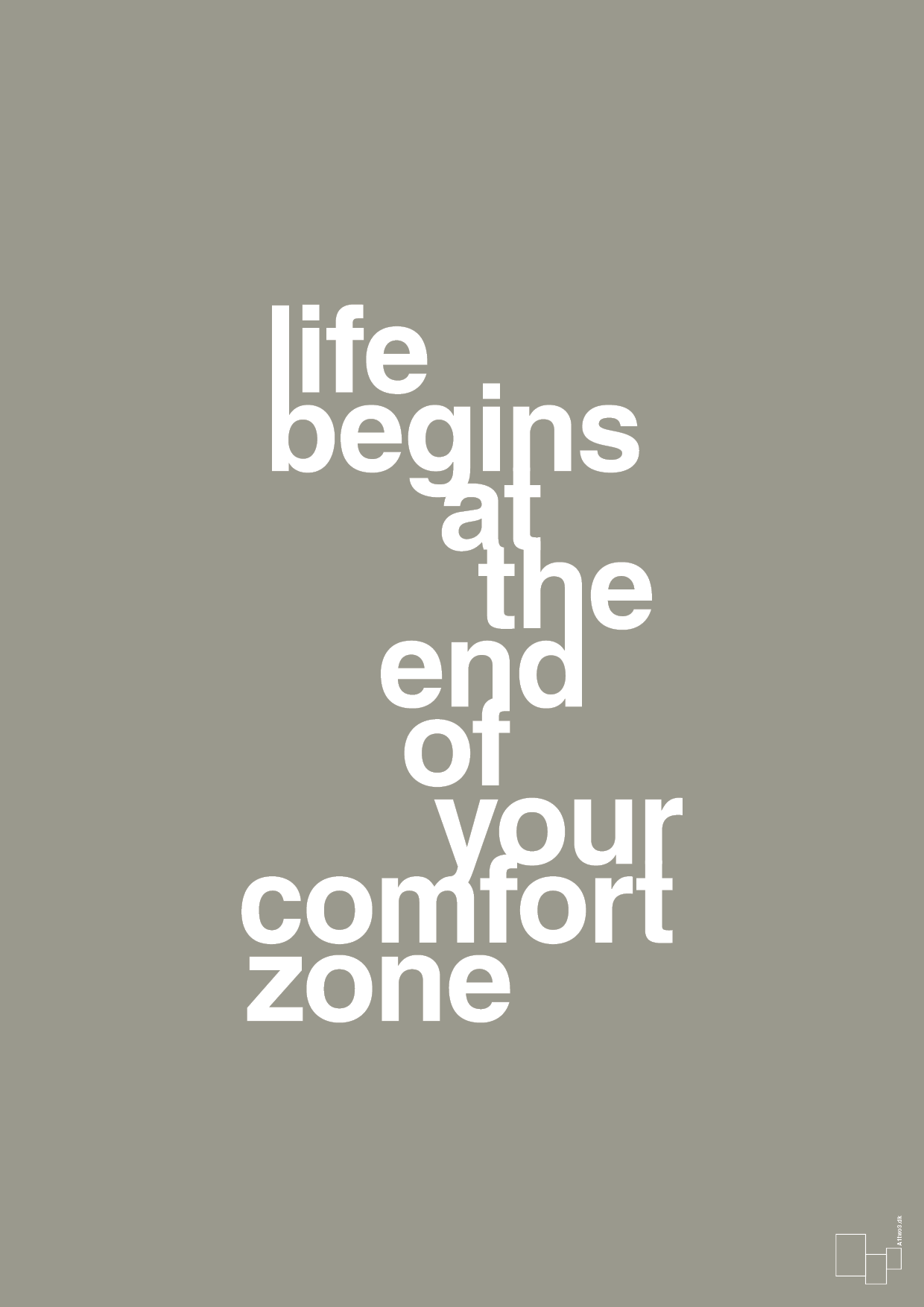 plakat: life begins at the end of your comfort zone - battleship gray-Livet-A1two3