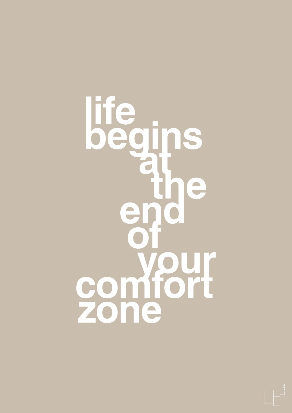 plakat: life begins at the end of your comfort zone - creamy mushroom-Livet-A1two3