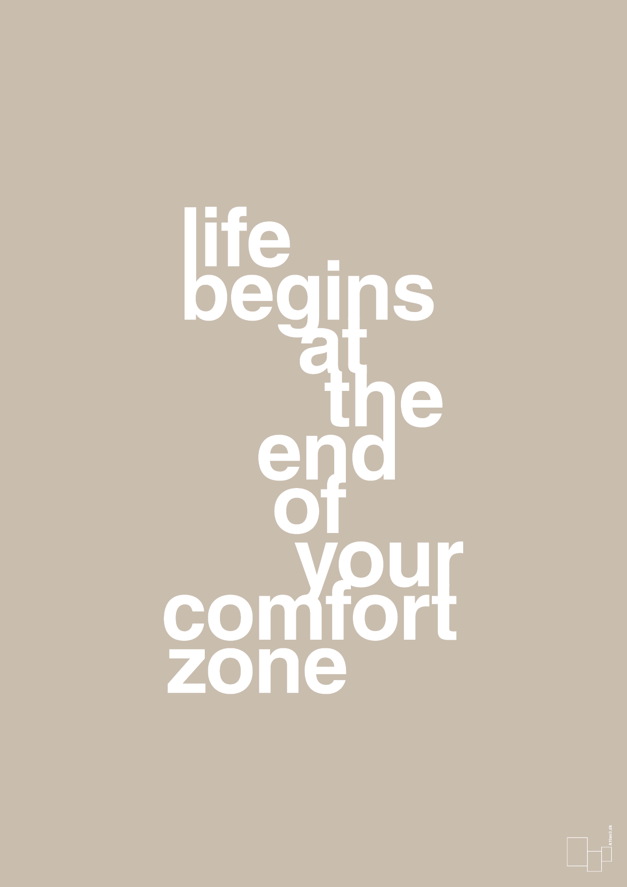 plakat: life begins at the end of your comfort zone - creamy mushroom-Livet-A1two3