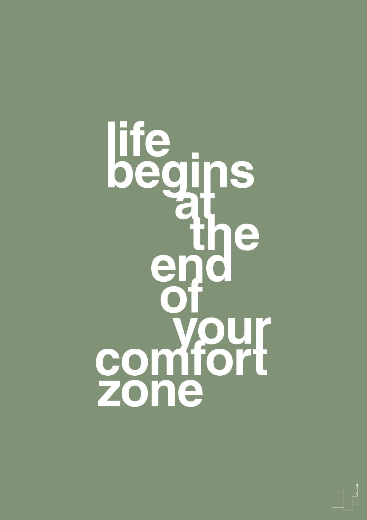 plakat: life begins at the end of your comfort zone - jade-Livet-A1two3