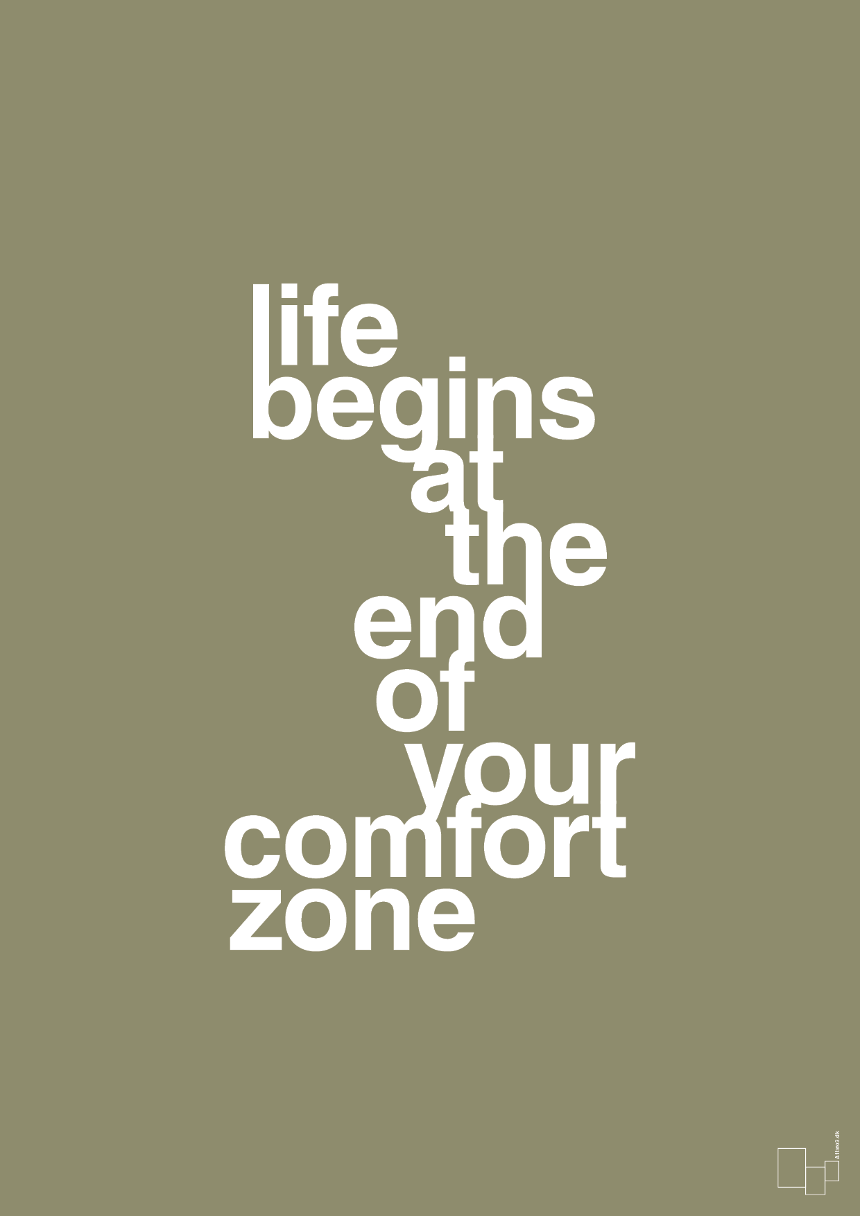 plakat: life begins at the end of your comfort zone - misty forrest-Livet-A1two3