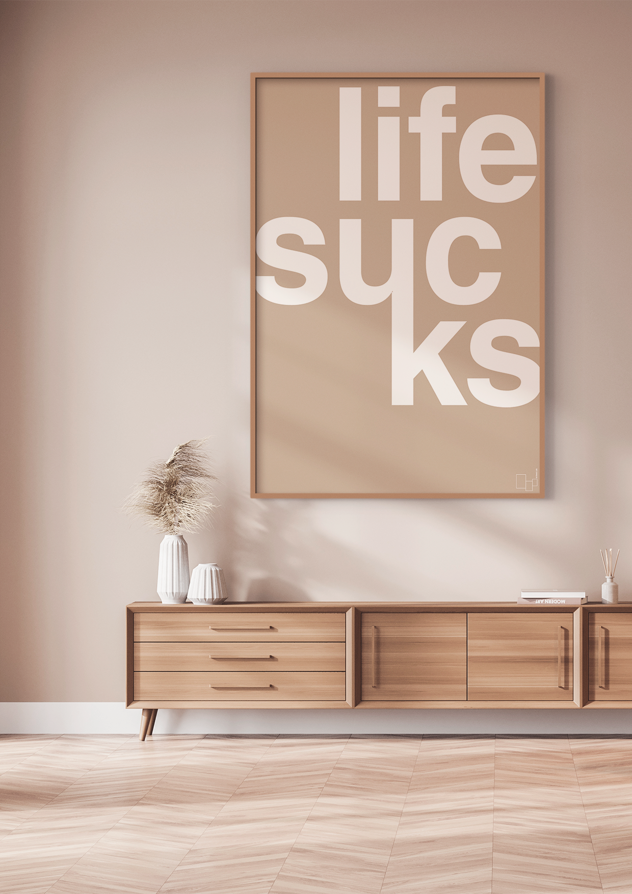 plakat: life sucks - graphic charcoal-Livet-A1two3