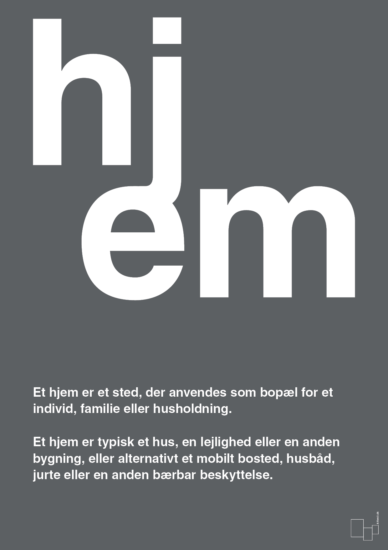 plakat: hjem - graphic charcoal-Retro-A1two3