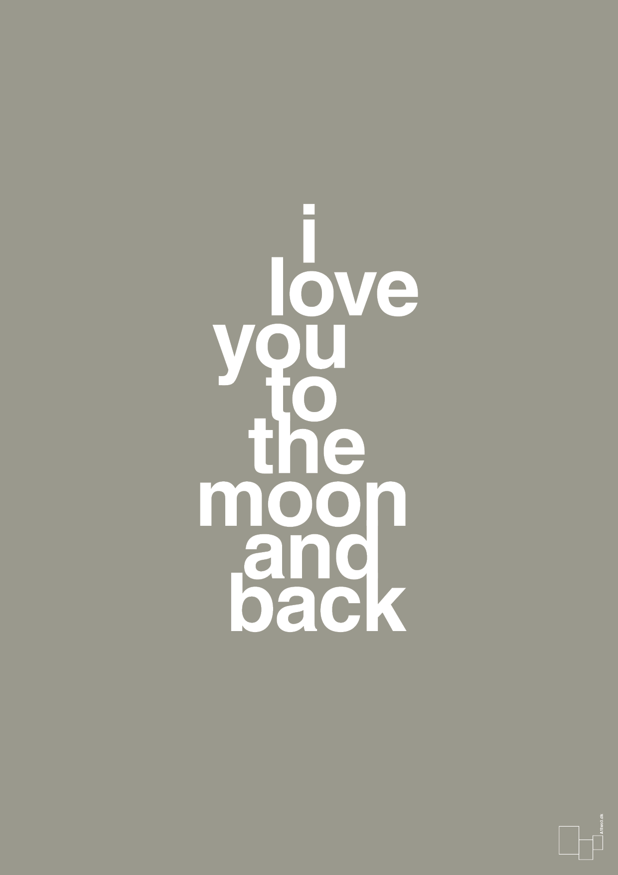 plakat: i love you to the moon and back - battleship gray-Kærlighed-A1two3