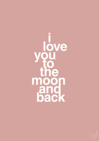 plakat: i love you to the moon and back - bubble shell-Kærlighed-A1two3