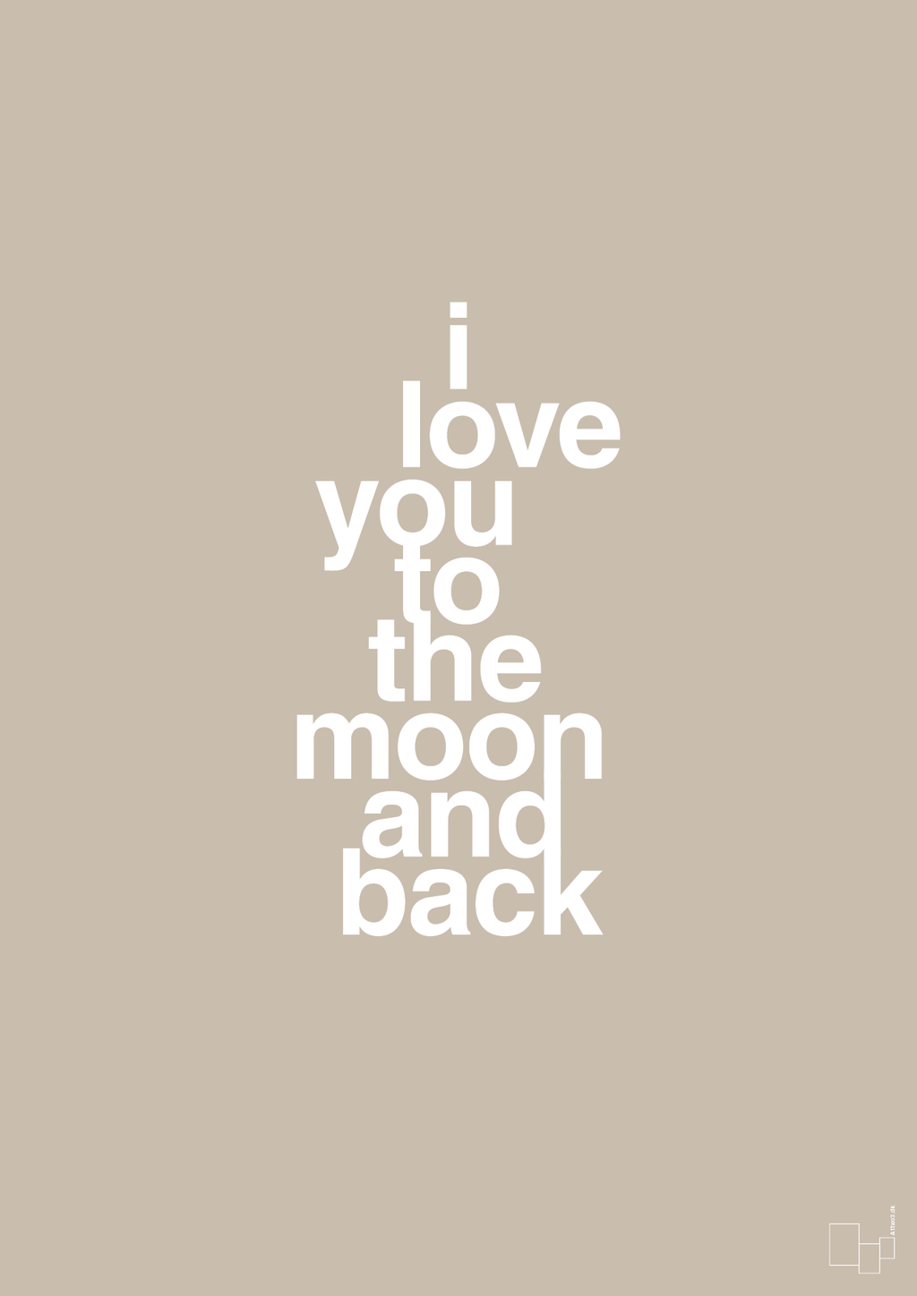 plakat: i love you to the moon and back - creamy mushroom-Kærlighed-A1two3