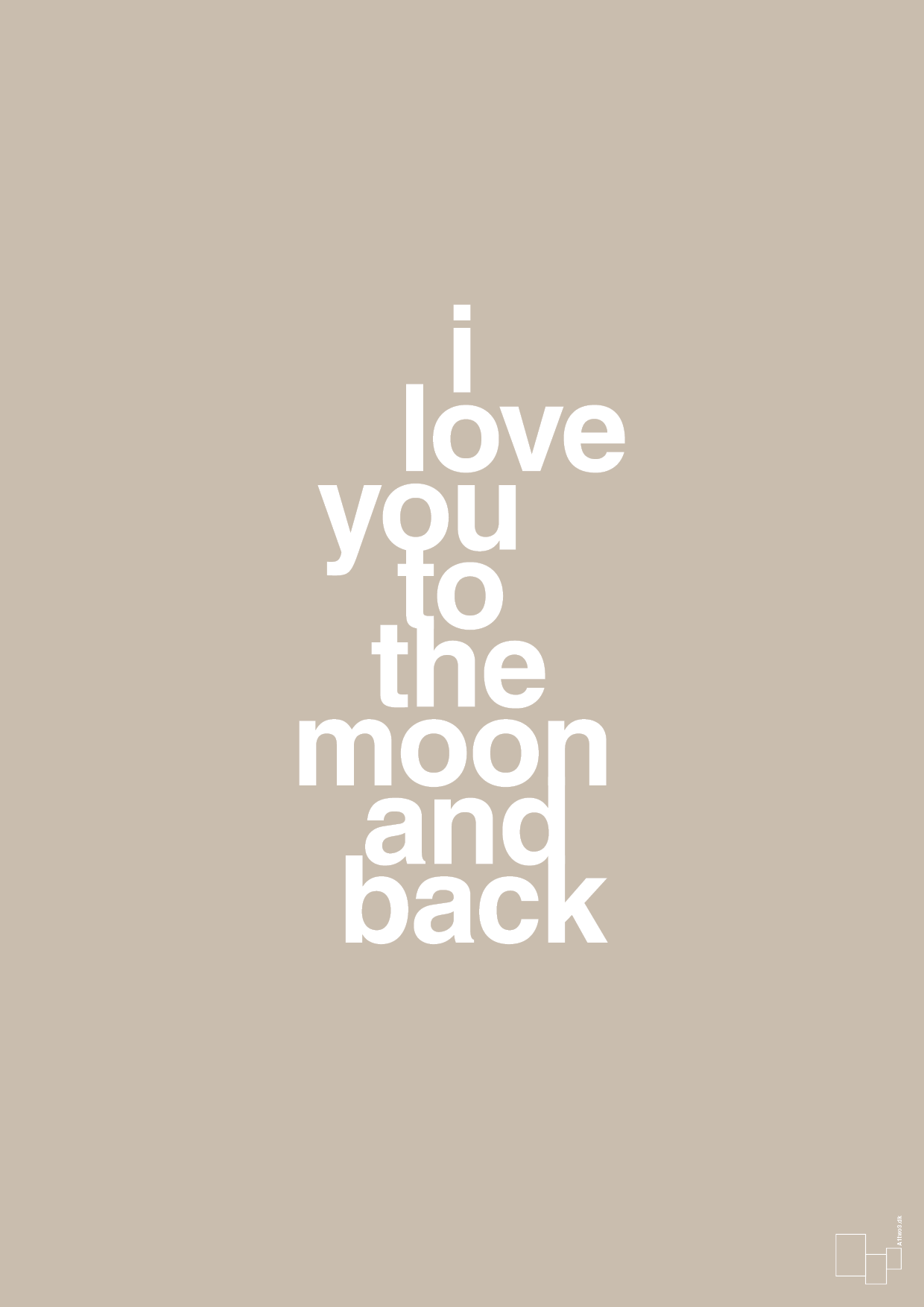 plakat: i love you to the moon and back - creamy mushroom-Kærlighed-A1two3
