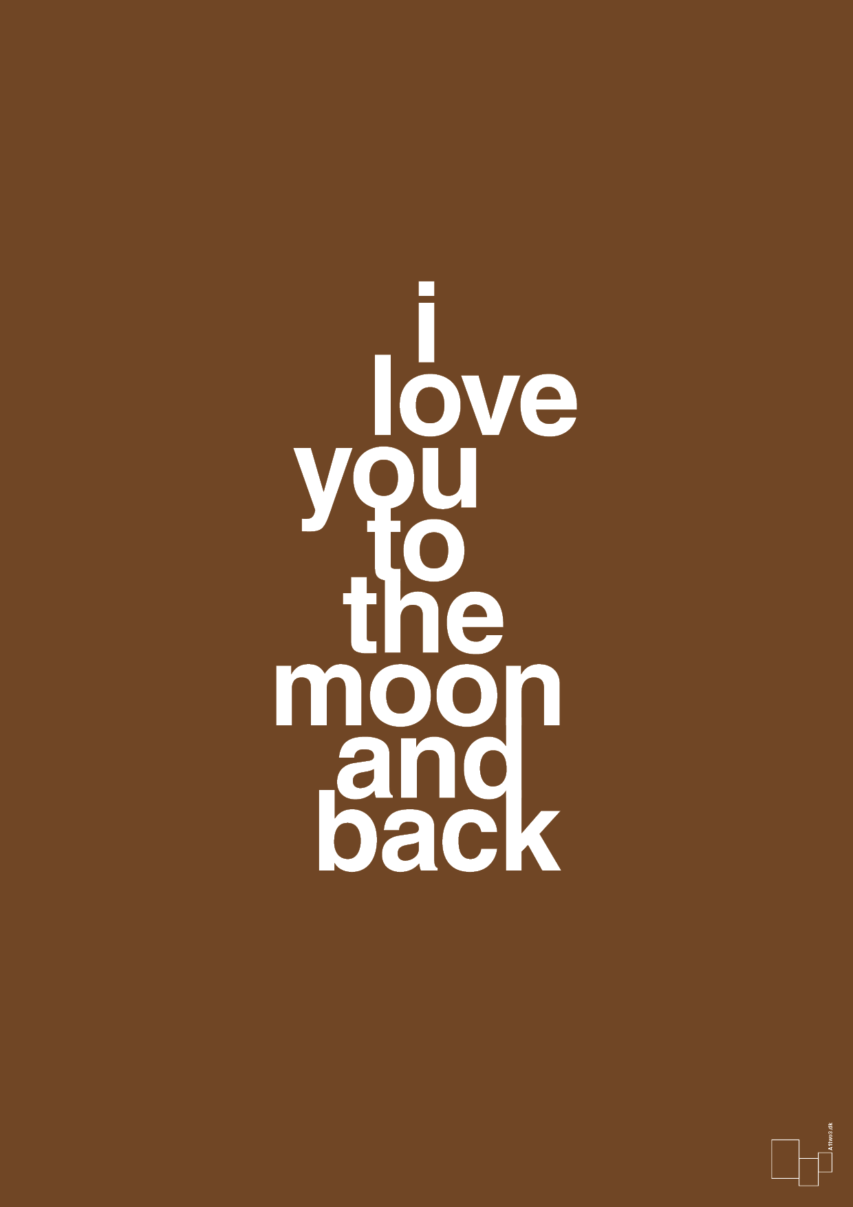 plakat: i love you to the moon and back - dark brown-Kærlighed-A1two3