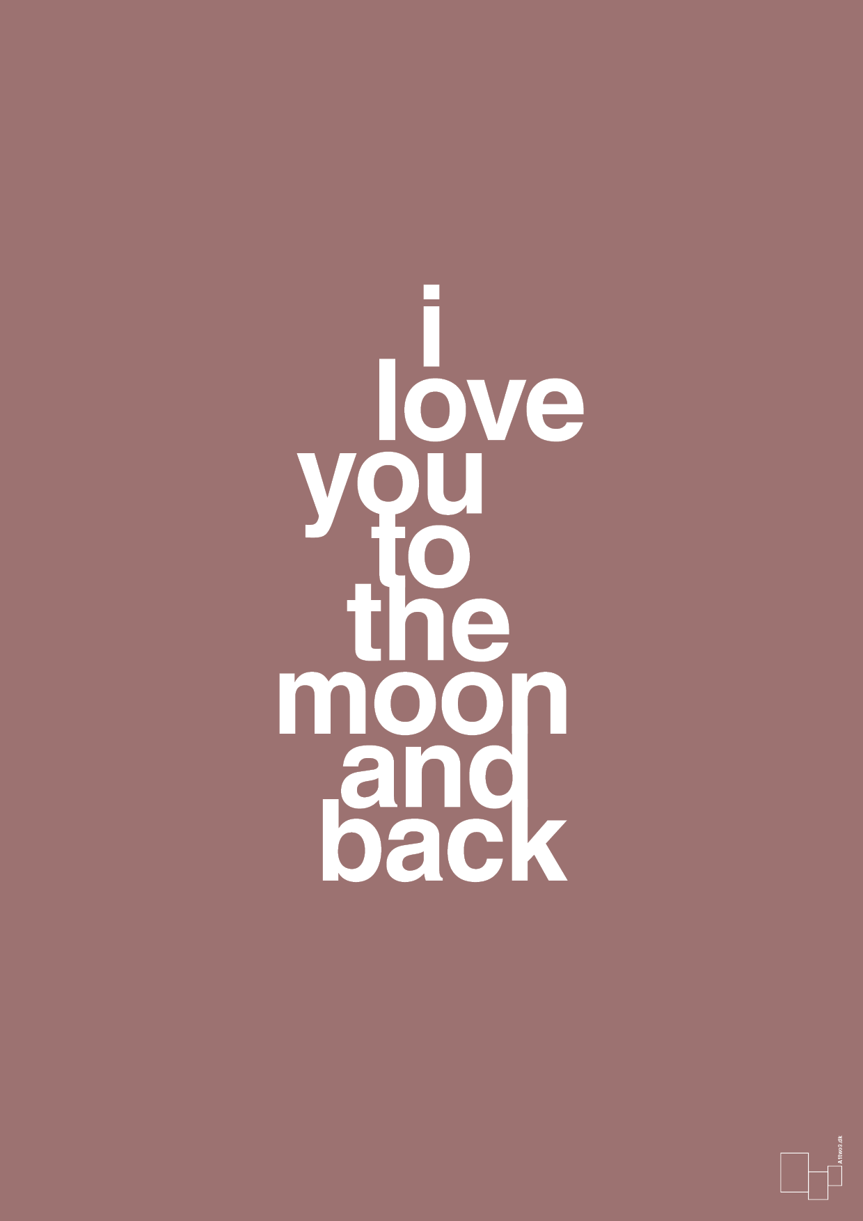 plakat: i love you to the moon and back - plum-Kærlighed-A1two3