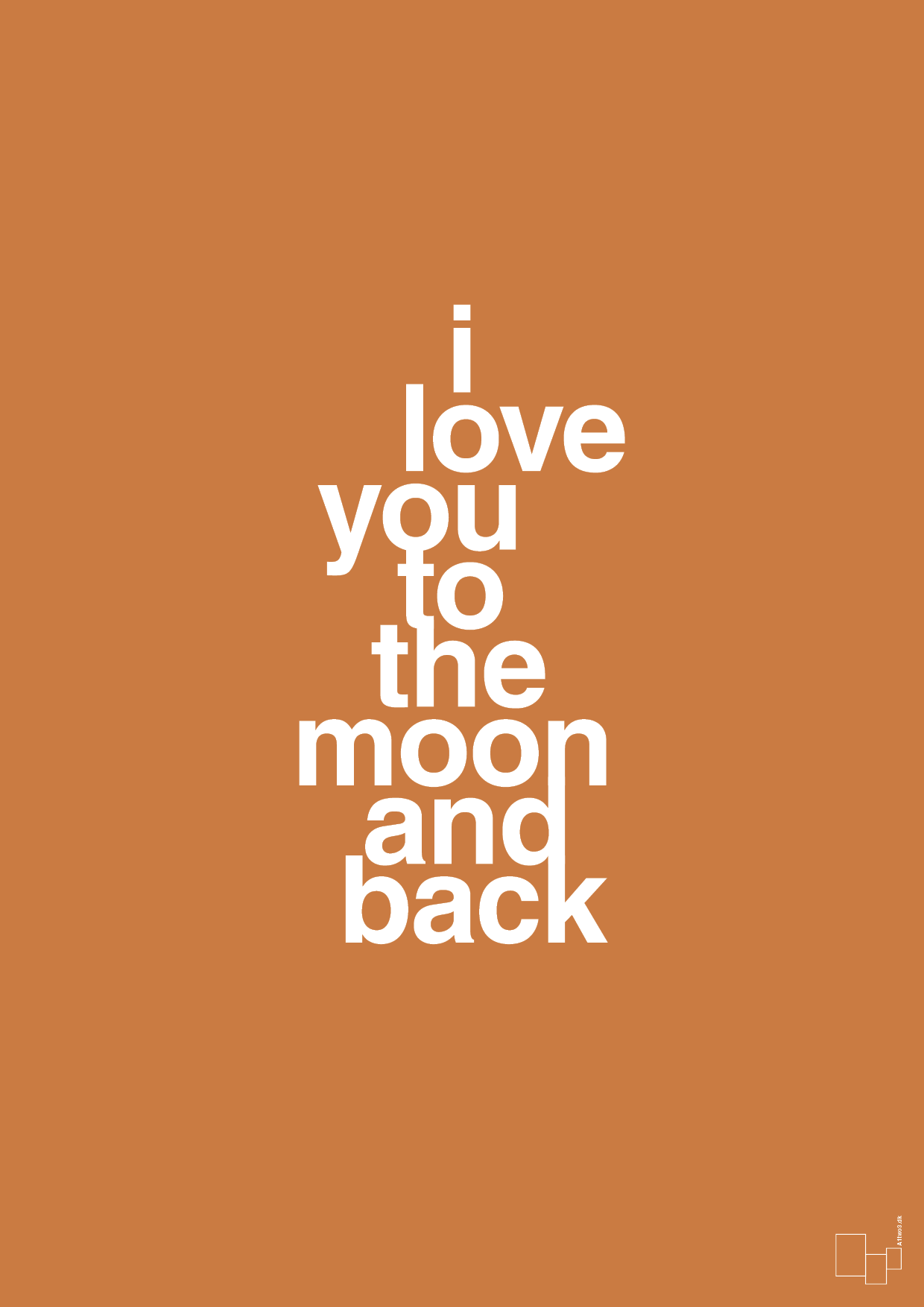 plakat: i love you to the moon and back - rumba orange-Kærlighed-A1two3