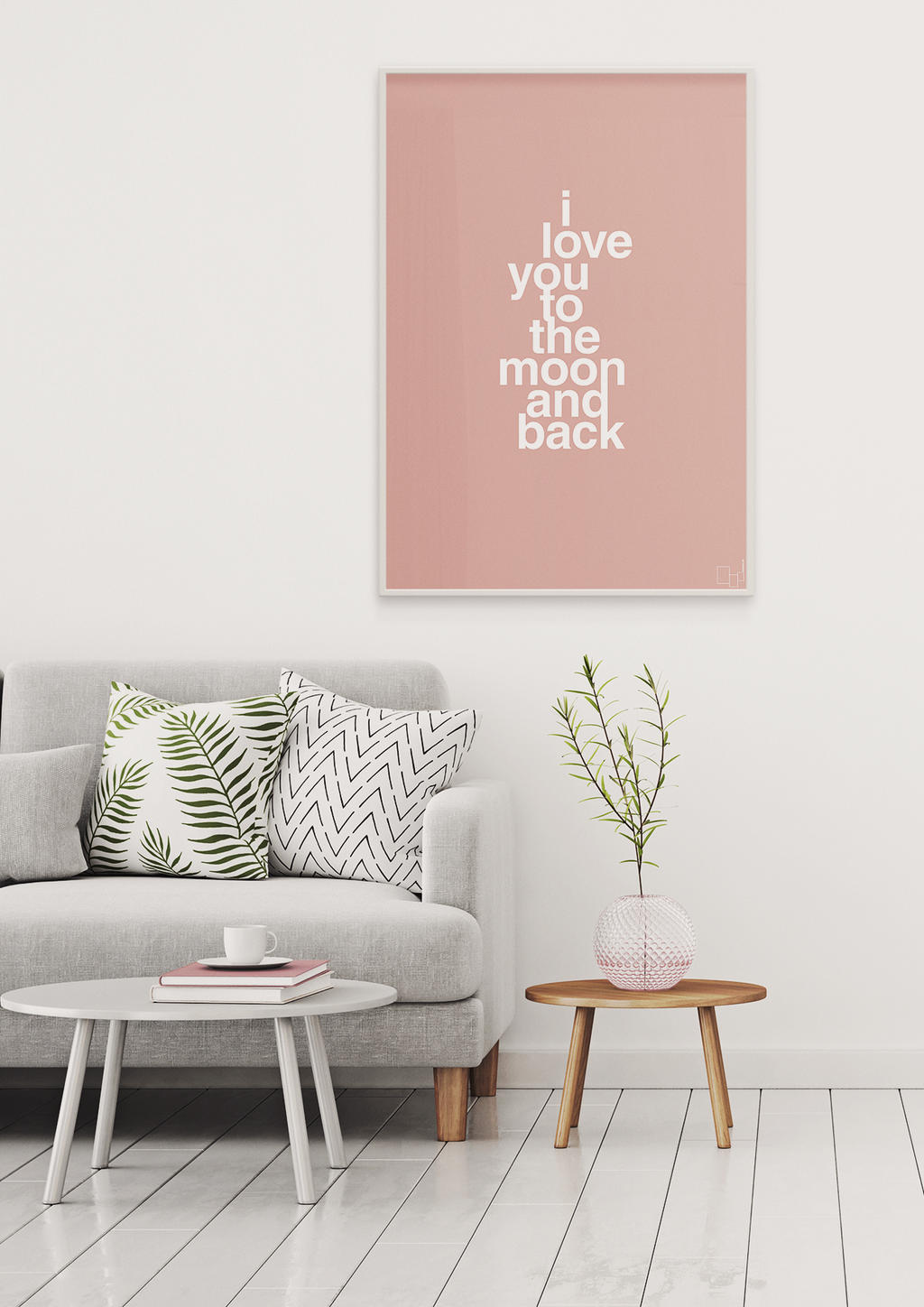 plakat: i love you to the moon and back - dusty lilac-Kærlighed-A1two3