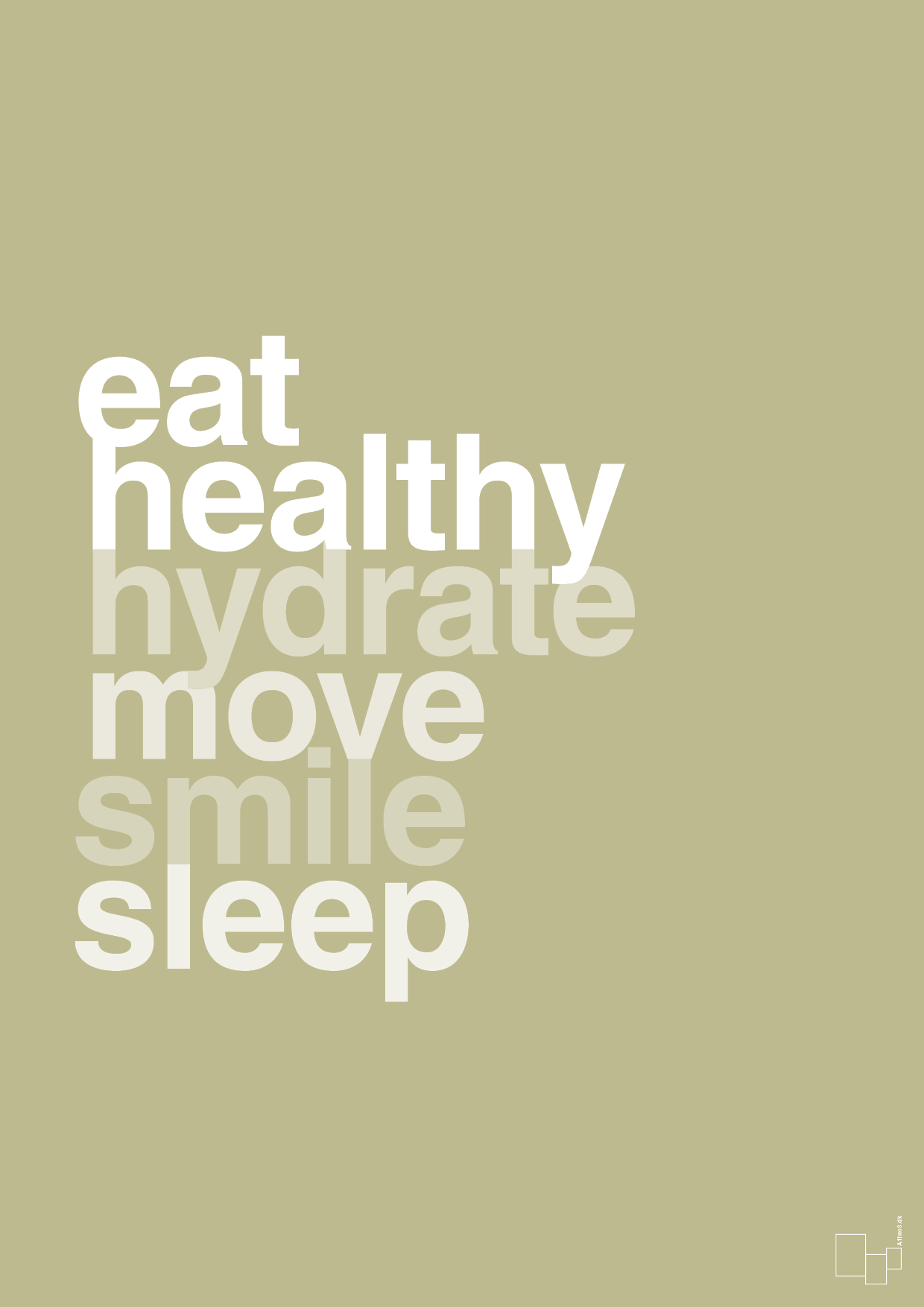 plakat: eat healthy hydrate move smile sleep - back to nature-Sundhed-A1two3