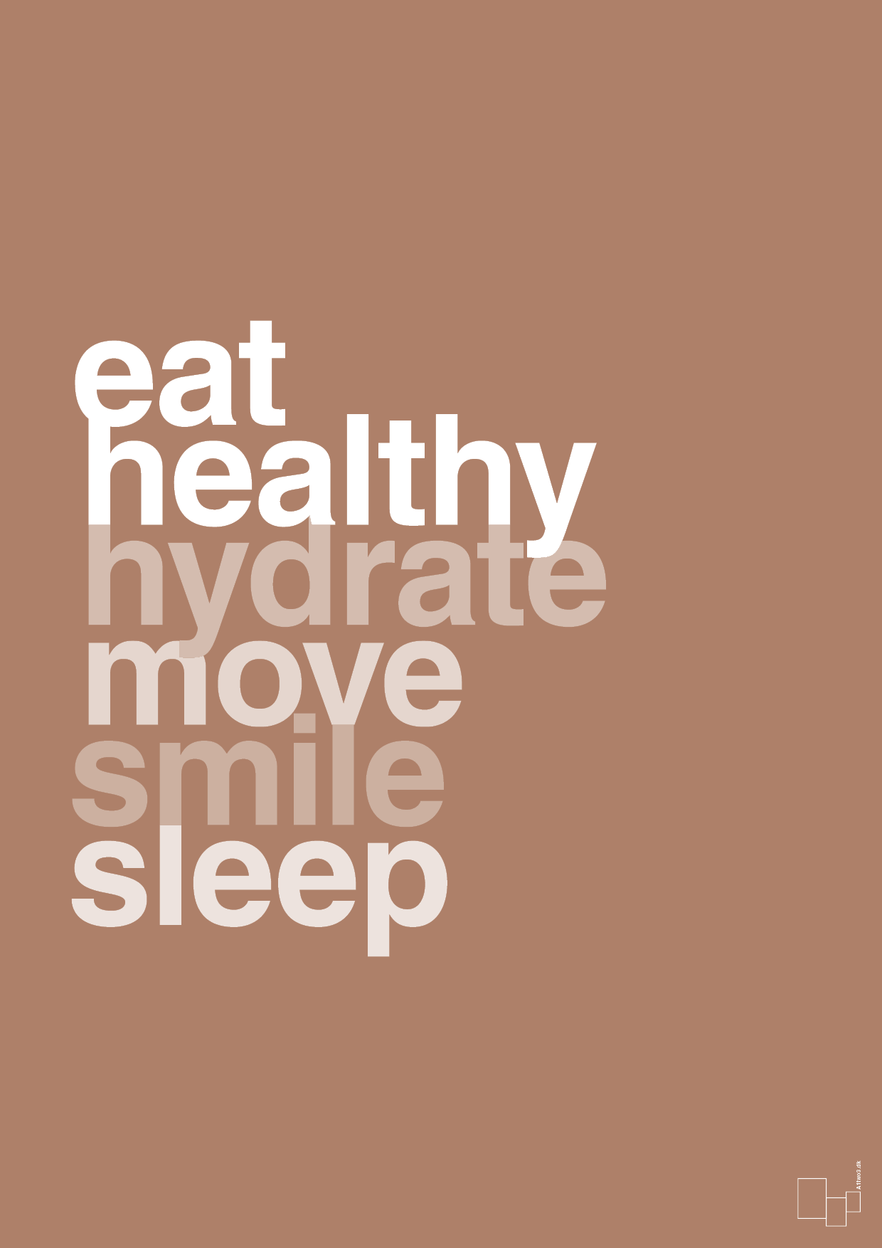 plakat: eat healthy hydrate move smile sleep - cider spice-Sundhed-A1two3