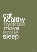 plakat: eat healthy hydrate move smile sleep - secret meadow-Sundhed-A1two3