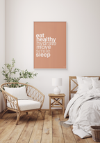 plakat: eat healthy hydrate move smile sleep - cider spice-Sundhed-A1two3