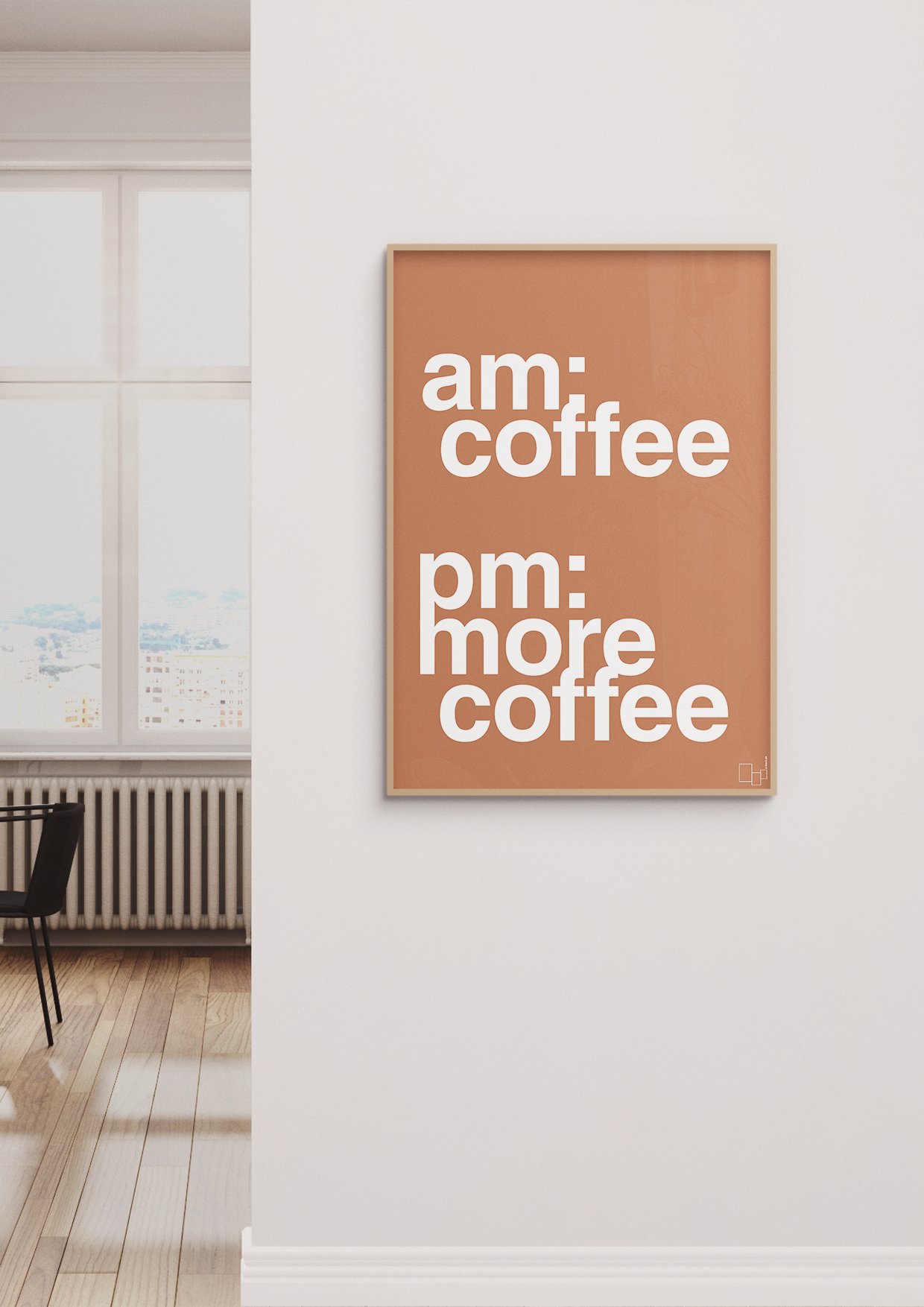plakat: am coffee pm more coffee - broken beige-Kaffe-A1two3