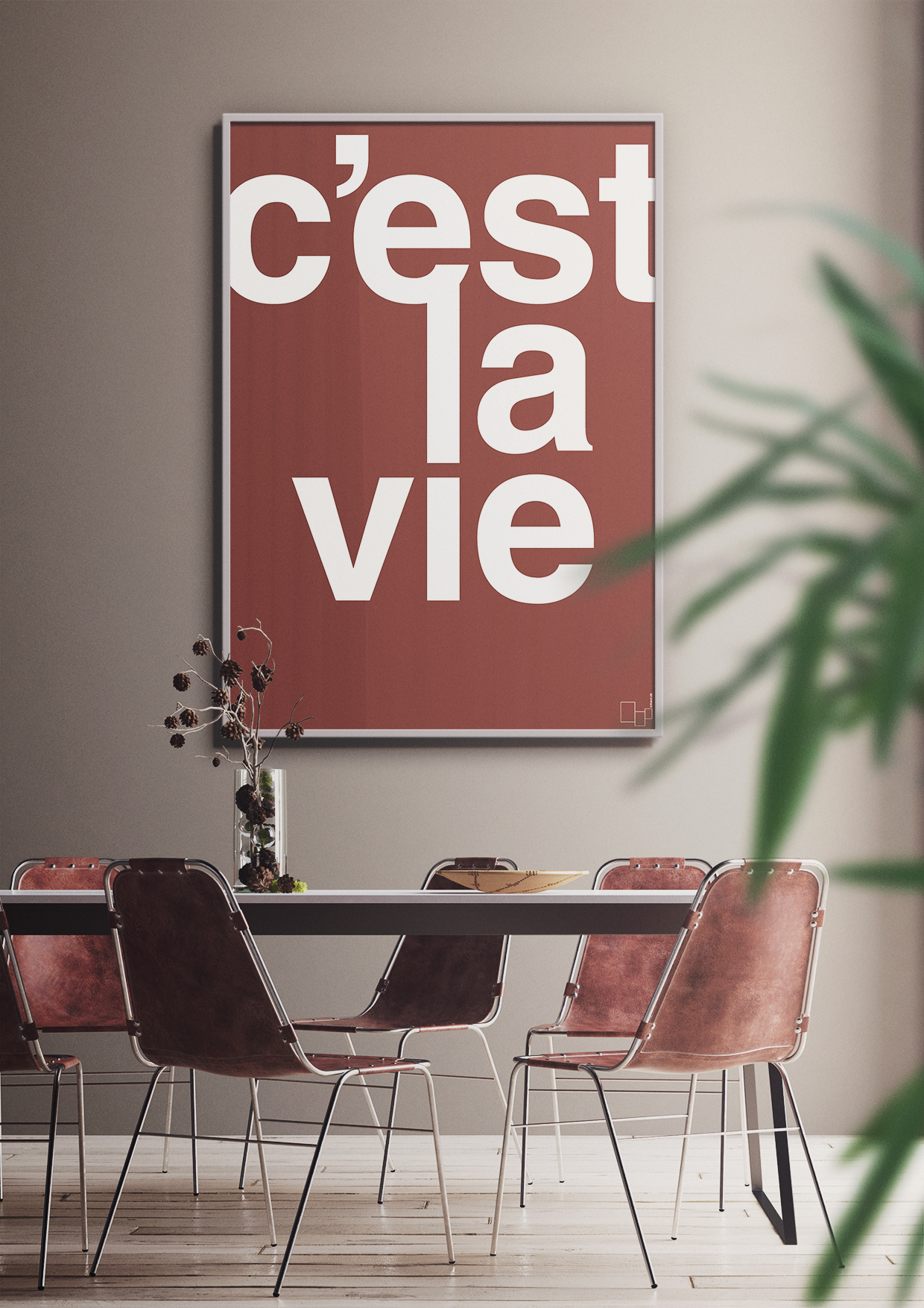 plakat: cest la vie - graphic charcoal-Livet-A1two3