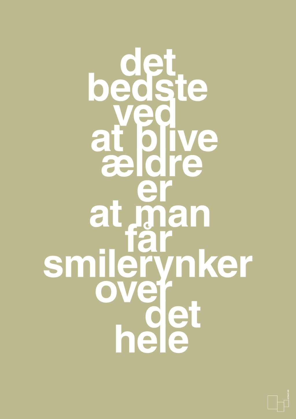 plakat: det bedste ved at blive ældre er at man får smilerynker over det hele - back to nature-Livet-A1two3