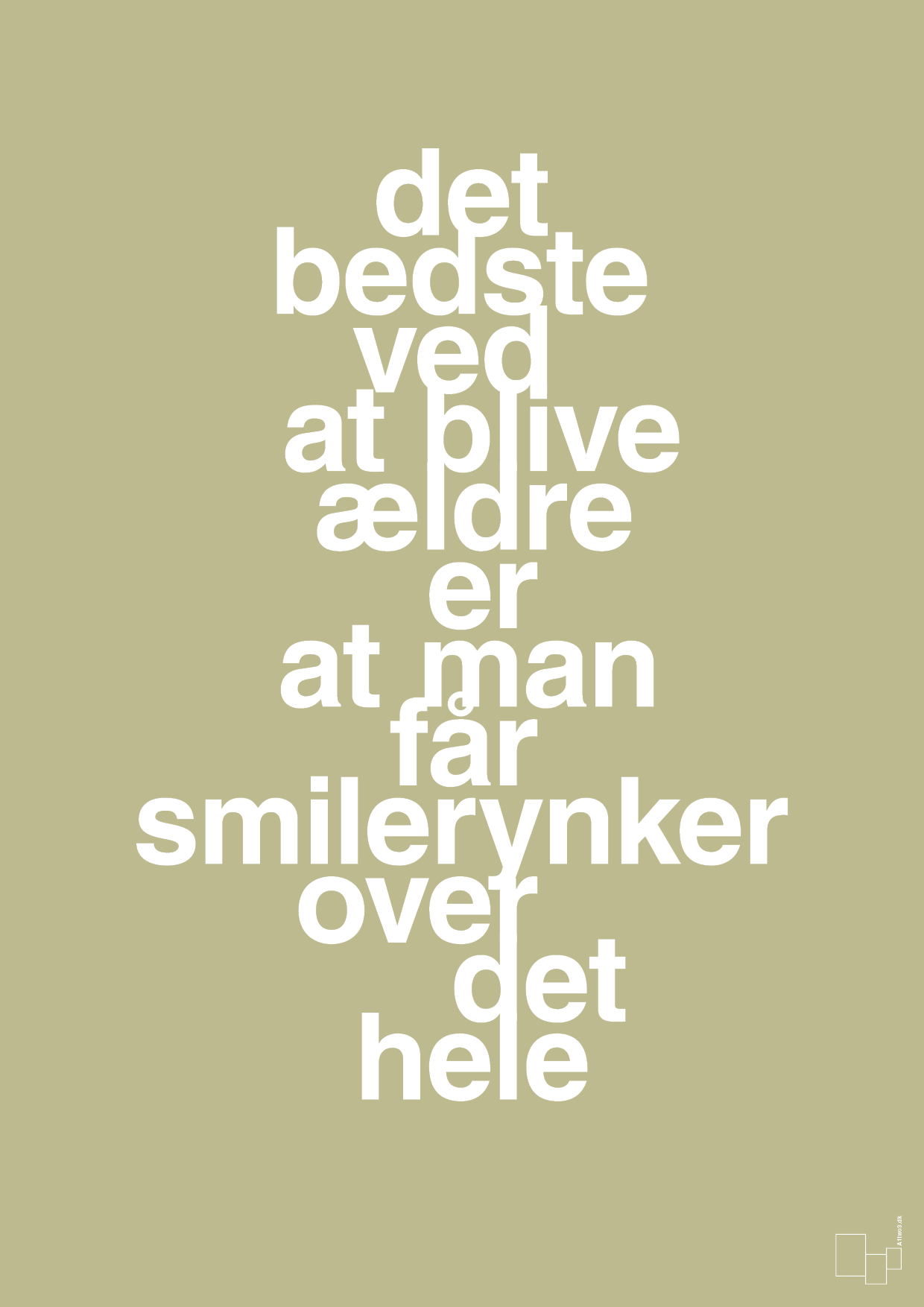 plakat: det bedste ved at blive ældre er at man får smilerynker over det hele - back to nature-Livet-A1two3