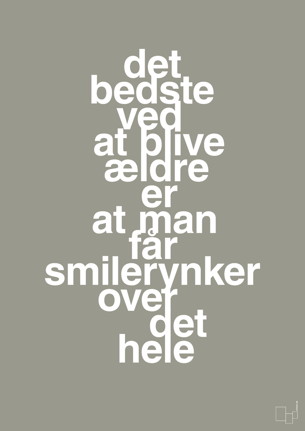 plakat: det bedste ved at blive ældre er at man får smilerynker over det hele - battleship gray-Livet-A1two3