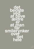 plakat: det bedste ved at blive ældre er at man får smilerynker over det hele - battleship gray-Livet-A1two3