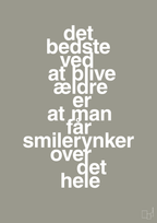plakat: det bedste ved at blive ældre er at man får smilerynker over det hele - battleship gray-Livet-A1two3