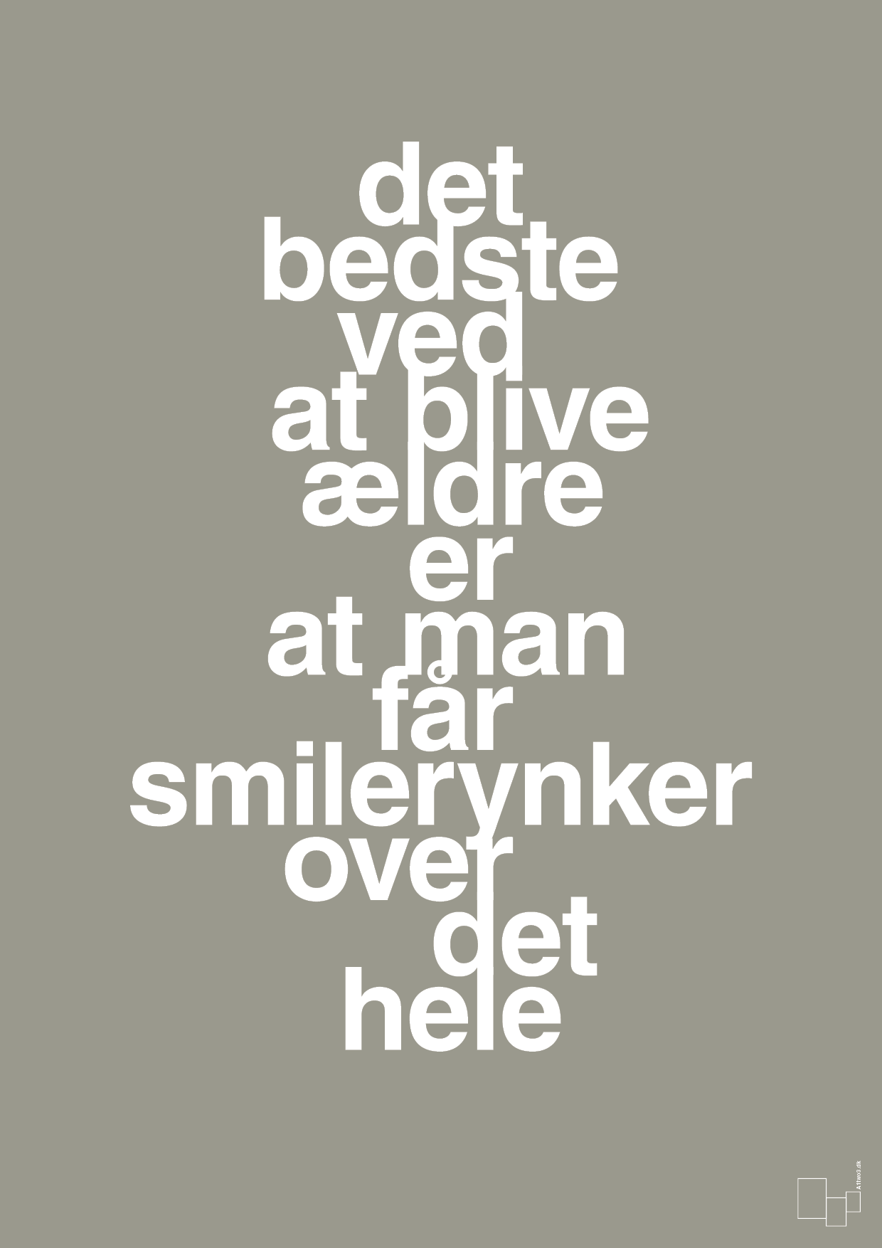 plakat: det bedste ved at blive ældre er at man får smilerynker over det hele - battleship gray-Livet-A1two3