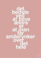 plakat: det bedste ved at blive ældre er at man får smilerynker over det hele - bubble shell-Livet-A1two3