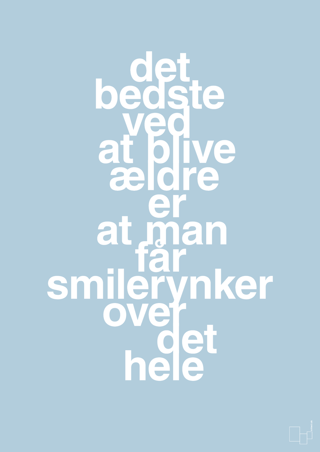 plakat: det bedste ved at blive ældre er at man får smilerynker over det hele - heavenly blue-Livet-A1two3