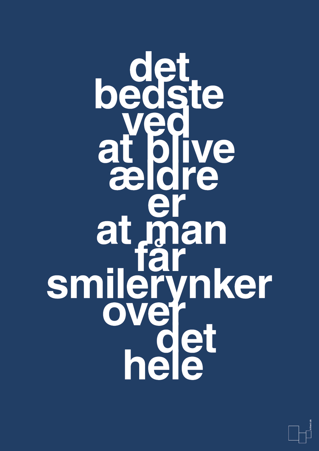 plakat: det bedste ved at blive ældre er at man får smilerynker over det hele - lapis blue-Livet-A1two3