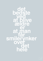 plakat: det bedste ved at blive ældre er at man får smilerynker over det hele - light drizzle-Livet-A1two3