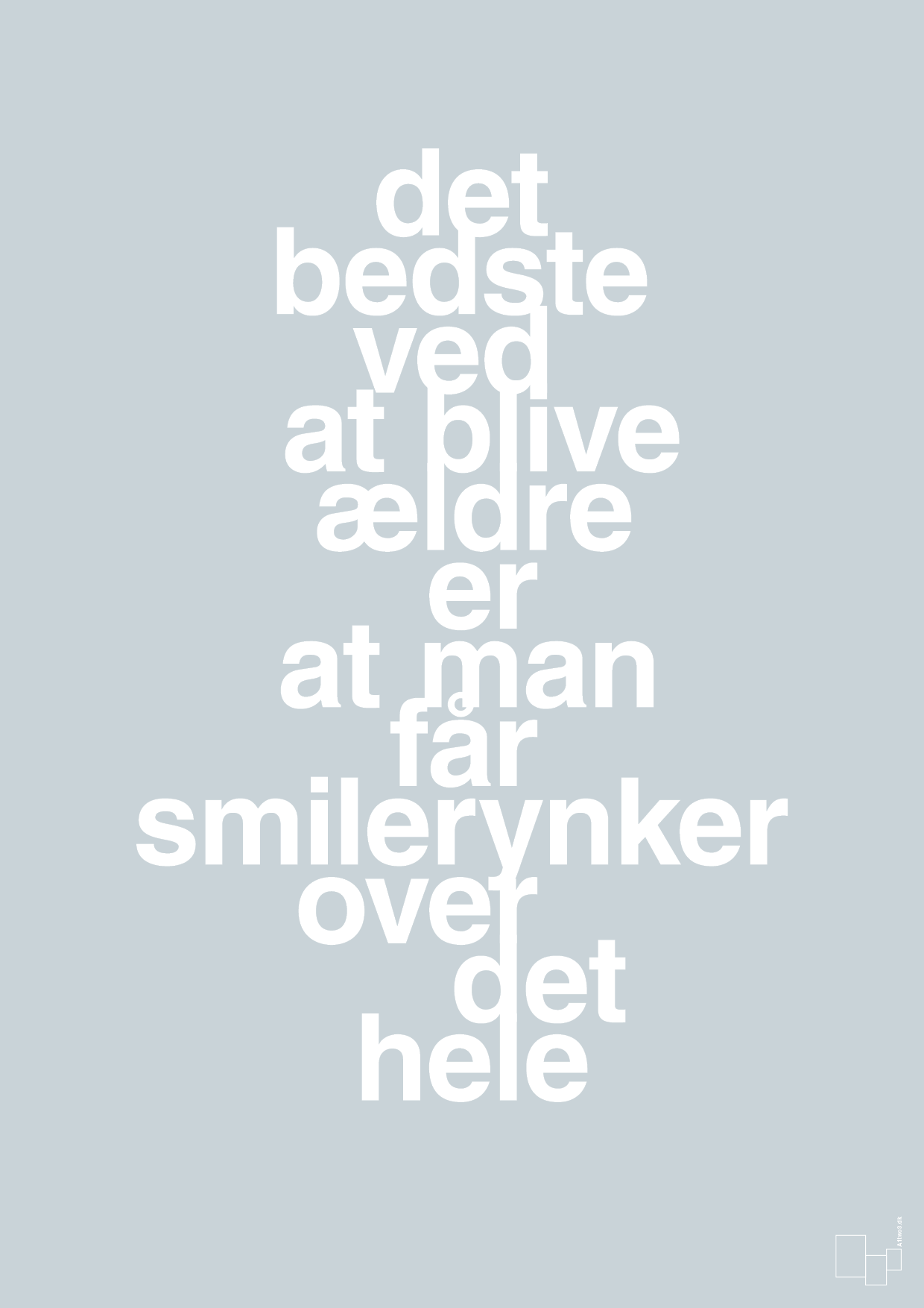 plakat: det bedste ved at blive ældre er at man får smilerynker over det hele - light drizzle-Livet-A1two3