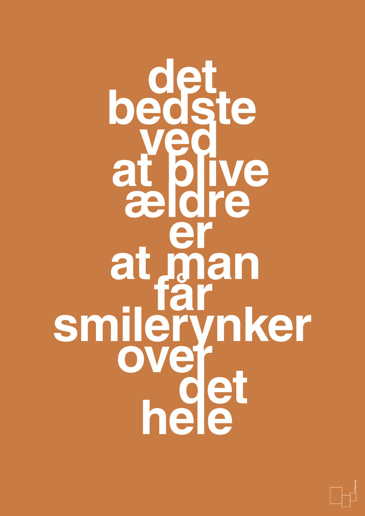 plakat: det bedste ved at blive ældre er at man får smilerynker over det hele - rumba orange-Livet-A1two3