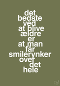 plakat: det bedste ved at blive ældre er at man får smilerynker over det hele - secret meadow-Livet-A1two3