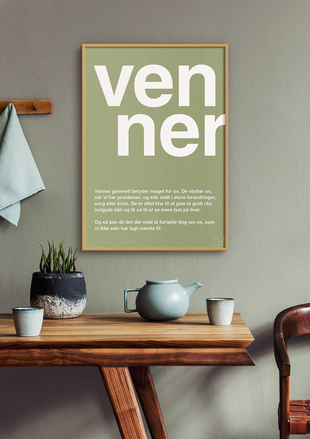 plakat: venner - graphic charcoal-Retro-A1two3