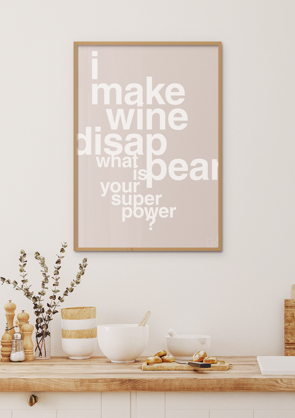 plakat: i make wine disappear what is your super power - graphic charcoal-Vin-A1two3