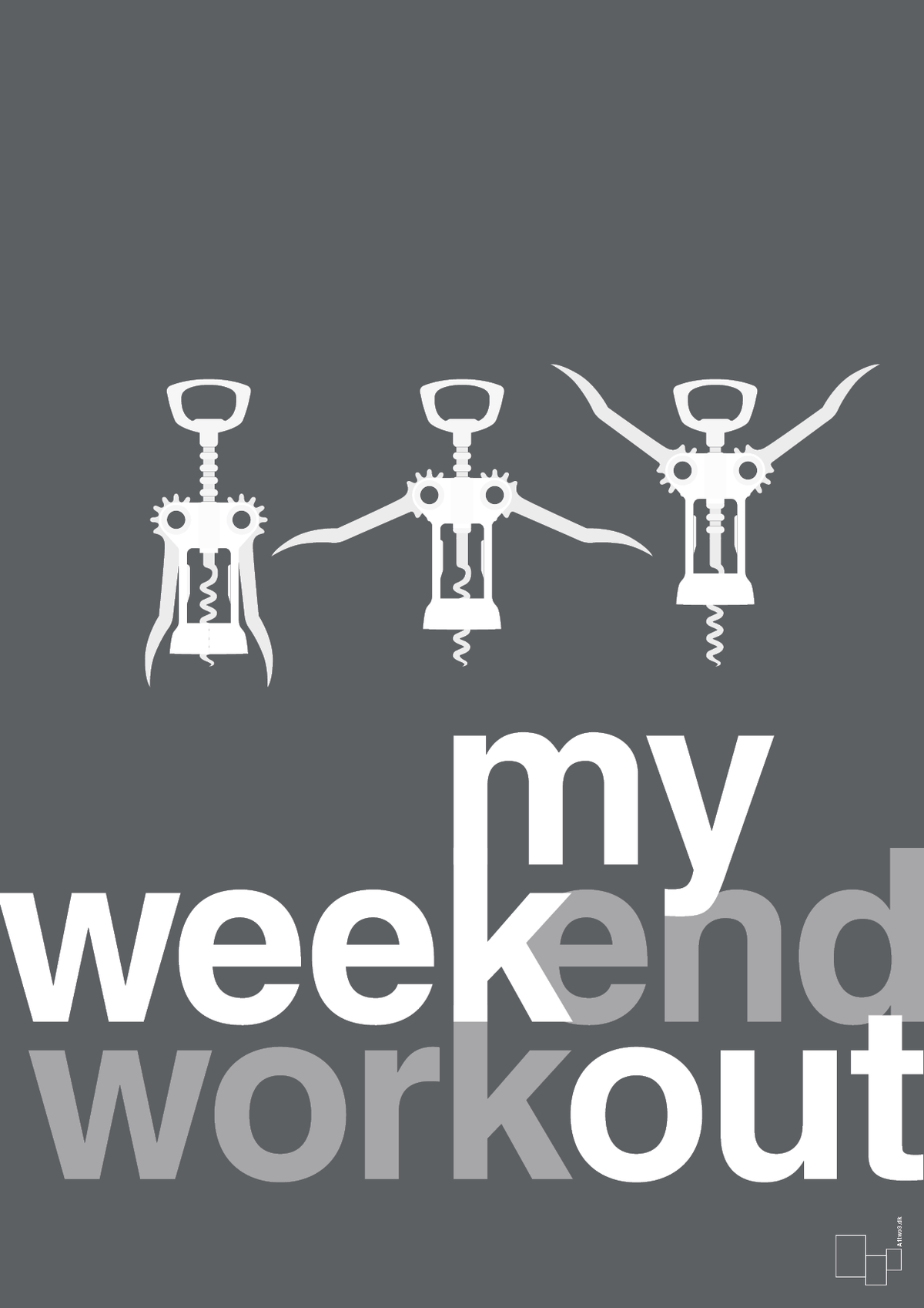 plakat: my weekend workout - graphic charcoal-Vin-A1two3