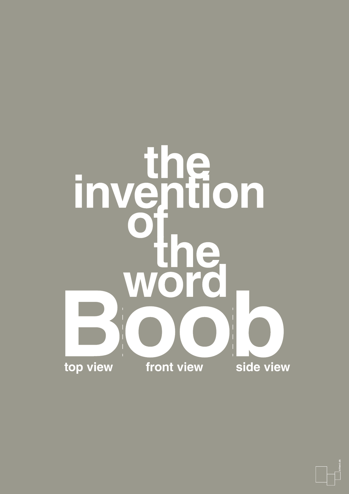 plakat: the invention of the word Boob - battleship gray-Humor-A1two3