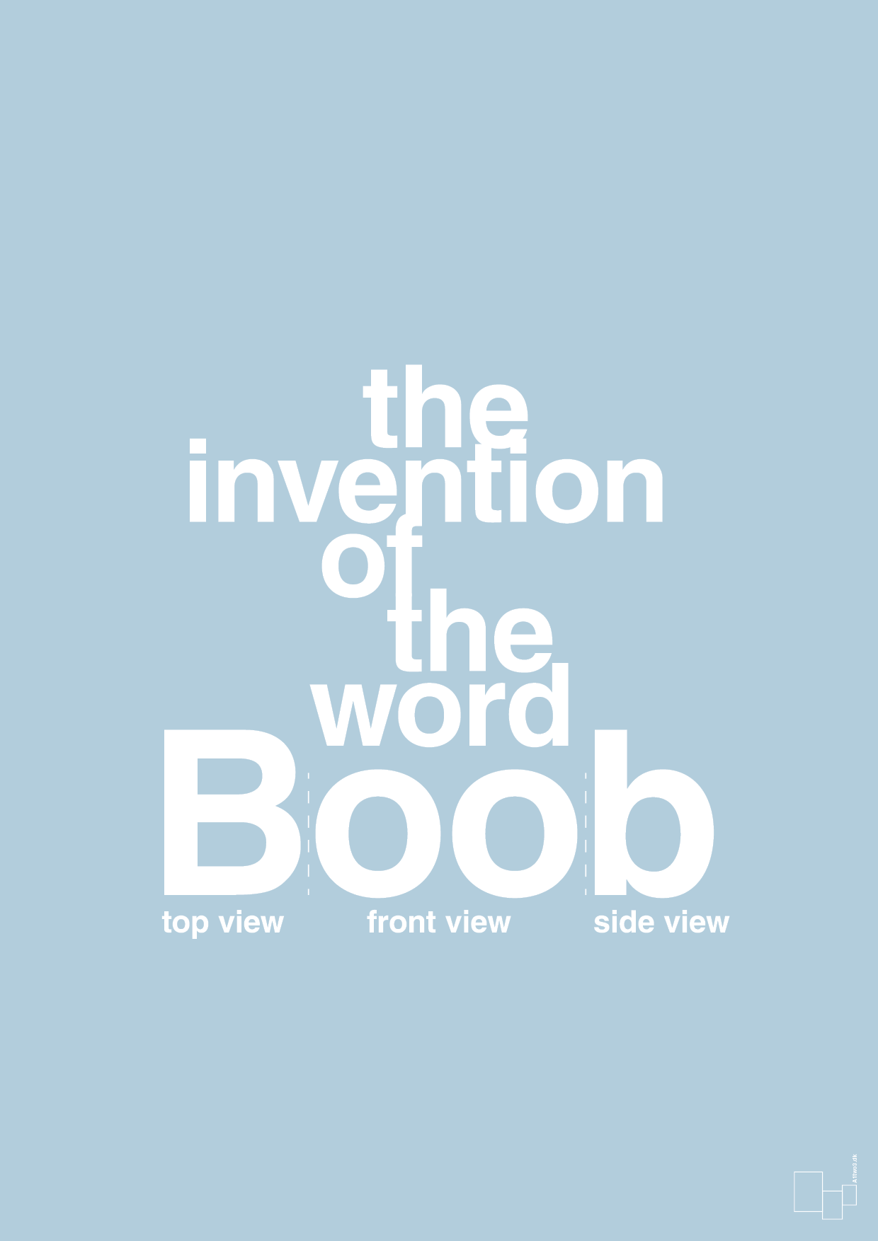 plakat: the invention of the word Boob - heavenly blue-Humor-A1two3